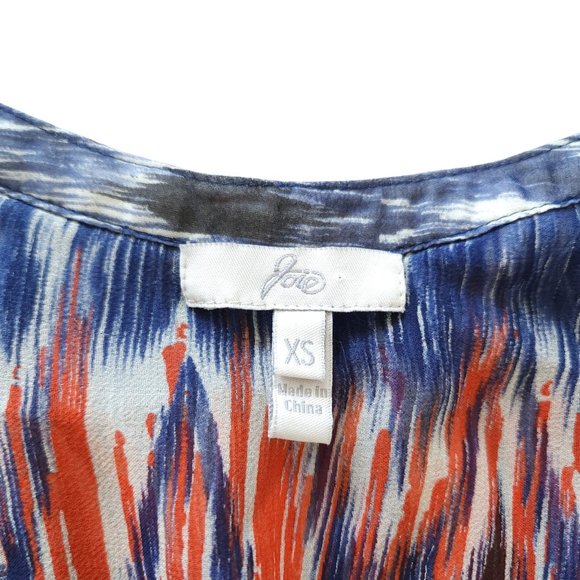 Joie red blue white 100% silk sheer tunic top - Picture 4 of 8